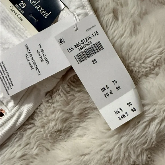 White Denim Jeans- BRAND NEW W TAGS ABERCROMBIE 90'S RELAXED HIGH RISE CURVE LOV - Picture 7 of 14